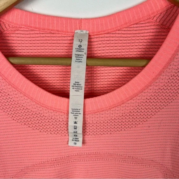 Lululemon Swiftly Tech Short Sleeve Coral Athletic Top - Picture 3 of 7
